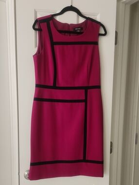Nine West Fuchsia Sheath Dress with Black Trim